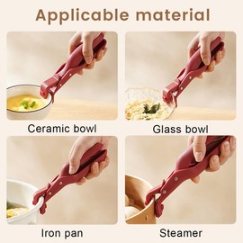 QOMJUFA Kitchen Tongs, Pack of 2 Scalding Clip, Multi-Purpose Bowl Holder for Kitchen, Tongs for Hot Air Fryer, Anti-Heat Handle for the Kitchen, Scalding Bowl Clamp, Pot Pan Gripper Tongs for