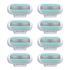 8 Premium Replacement Blades for Women's Razors, 3-Layer Blades with Moisture Strips Skin Cushion, Compatible with Venus Extra Smooth, for a Deep and Long-Lasting Shave