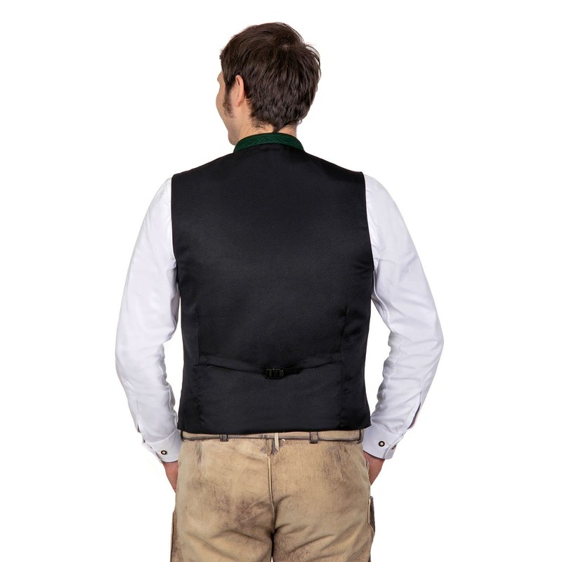 Roland Elegant Soft Wool Costume Gilet Grey with Green Piping