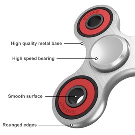 Vunake Fidget Spinner Metal Fidget Toys Hand Spinner Stainless Steel Bearing 2-5 Minutes High Speed Finger Spinner ADHD Anti Stress Anxiety Toy Tri-Spinner Fidget Toy for Adults Children Silver
