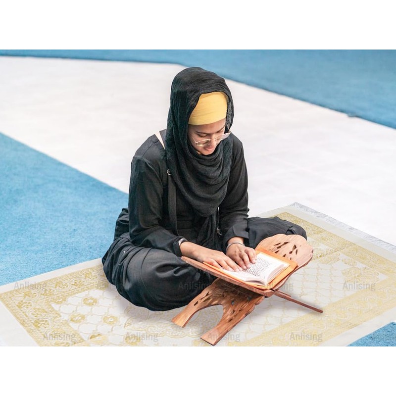 Anlising Muslim Prayer Mat with Prayer Beads and Fabric Bag,