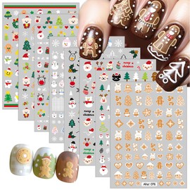 8 Sheets Christmas Nail Art Stickers 3D Snowflakes Elk Santa Claus Nail Stickers for Nail Art Self-Adhesive Winter Xmas Nail Art Supplies Designs Holiday Nail Decals for Women Acrylic DIY Nails