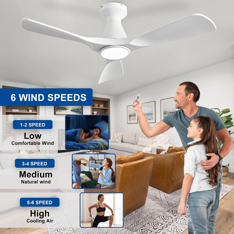 Depuley 42-Inch Ceiling Fans with Lights: White 3 Blade Flush