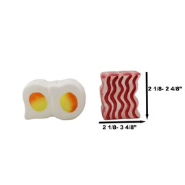 Ebros Gift Big American Breakfast Thick Bacon And Sunny Side Up Eggs Decorative Ceramic Salt And Pepper Shakers Figurines With Magnets