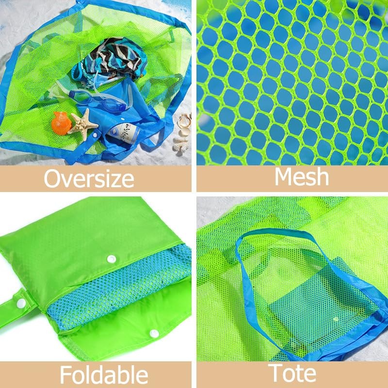 LEMAXELERS Large Beach Bag Bathroom Kids Toy Storage Mesh Bath