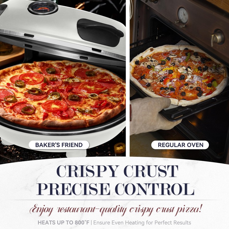 Baker’s Friend Electric Pizza Oven Indoor Countertop, 12 Inch Pizza