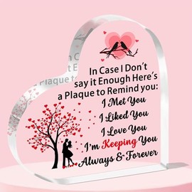 JETTOP Valentines Day Gifts for HimHer I Love You Gifts for Girlfriend Boyfriend Wedding Anniversary Husband Wife Engagement Gifts Heart Plaque Acrylic I'm Keeping You