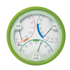 シンワ測定(Shinwa Sokutei) 温湿度 不快指数計 R-2 丸型 15cm グリーン 70500