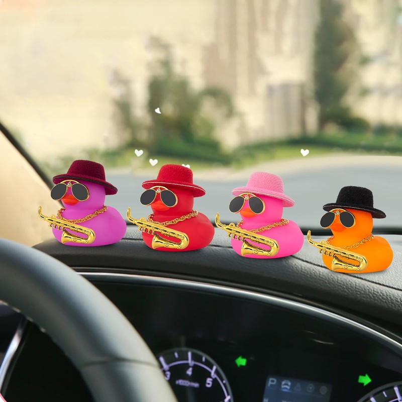 wonuu Car Dashboard Ducks, Saxophone Decor Rubber Duck Car Ornaments