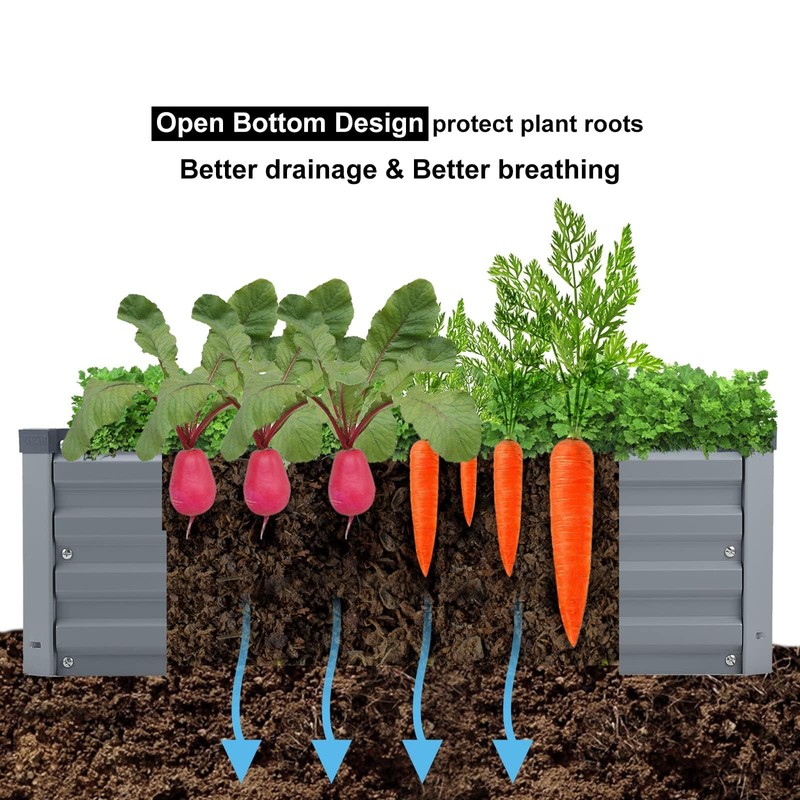 Meberam 2 Pack 12x2x1FT Galvanized Raised Garden Beds Kit Outdoor