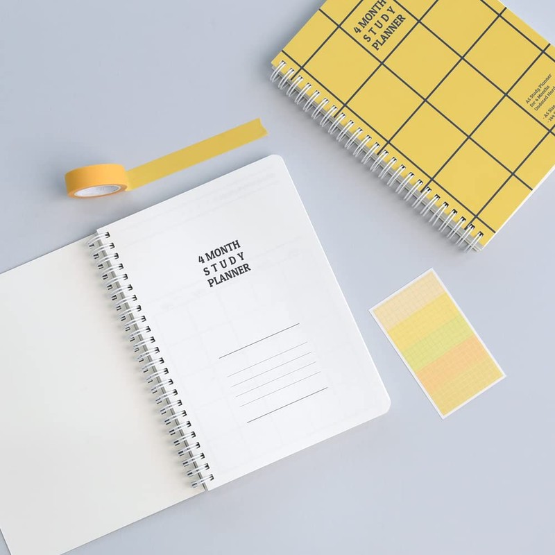 Monolike Checkers 4 Month Study Planner, Yellow - Chekers 4