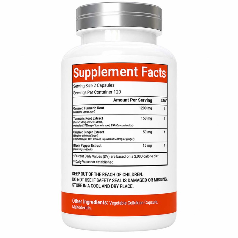 비타코스모엑스 터메릭 커큐민 진저 &amp; 블랙 페퍼 포함 1200mg 캡슐,