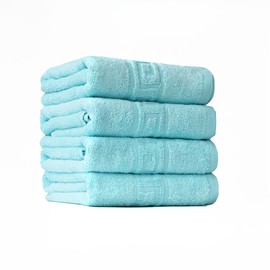 FLAROVAN Hand Towels Bathroom, Cotton Bath Towels Set of 4, Hand Towels Kitchen, Body Shower Towel for Hotel, Spa, Serviette a Main 16x28 (Turquoise)