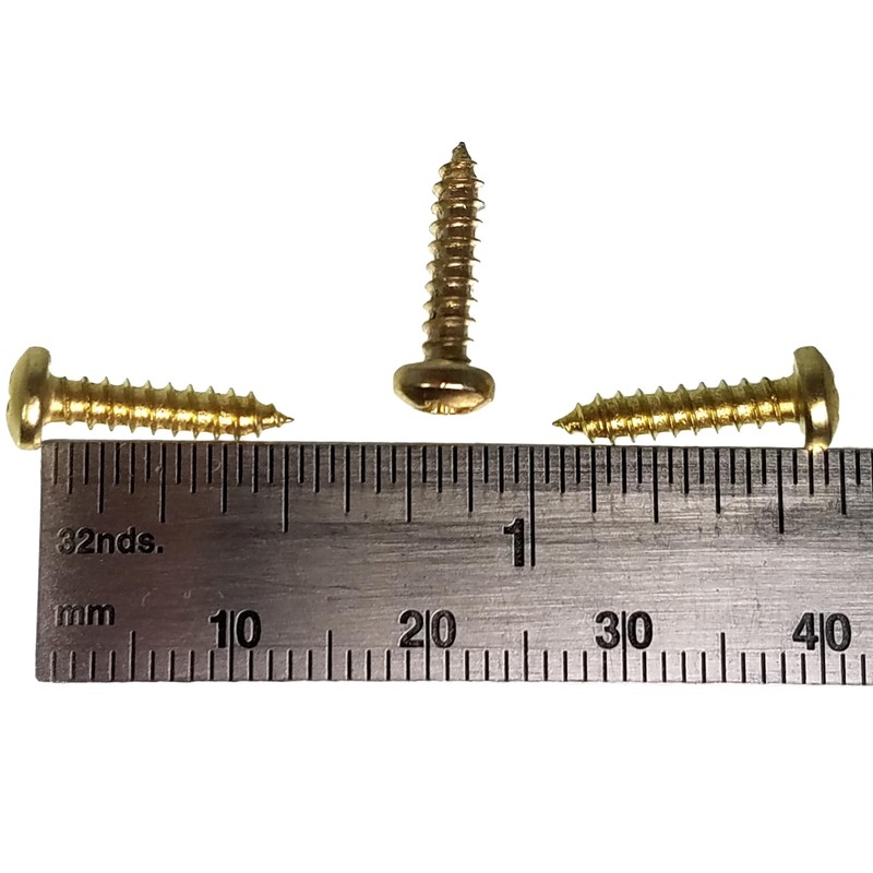 100pc. #4 x 1/2" Brass-Plated Phillips Round-Head Wood Screws