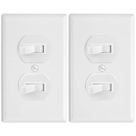 Faith White Double Light Switch (2-Pack) | Two Single-Pole Wall Light Switches in 1-Gang Fixture | 15-Amp Duplex Toggle Switches for Home Improvement | Grounding Screw & Matching Wall Plate Included