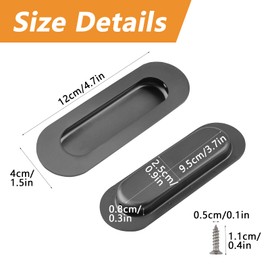 MOROBOR 2 Pack Gray Flush Pulls, Sliding Closet Door Handles Recessed Finger Pulls Cabinet Pulls Stainless Steel Embedded Handles for Drawer Cupboard Wardrobe Dresser/Oval