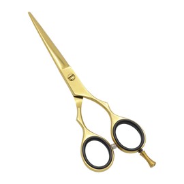 J2 Japanese Steel Barber Hair Cutting Scissors Shears Tempered Stainless Razor Sharp Mustache Haircut Hairdresser (6 inch, Gold)