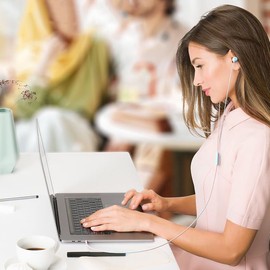 Wired Headphones & Earbuds -Yellow and Green Striking Color Block Design Type C in-Ear Headset HiFi Earphones with Microphone Computer, Phones and Laptops, MP3