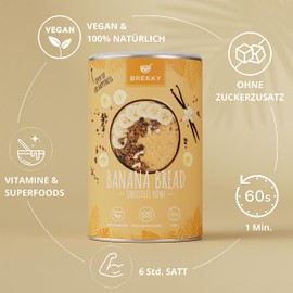 BREKKY - Banana Bread - Smoothie Bowl - Vegan - 100% Natural Ingredients - No Added Sugar - Easy Preparation - Superfood Mix - Breakfast