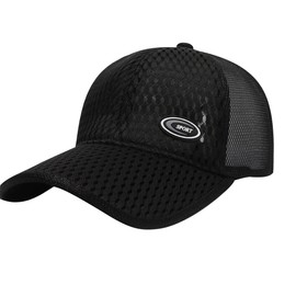 White Fang CA581 Mesh Cap, Logo Hat, Brim Length, Sports, Running, Outdoors, Men's, Women's,, Black