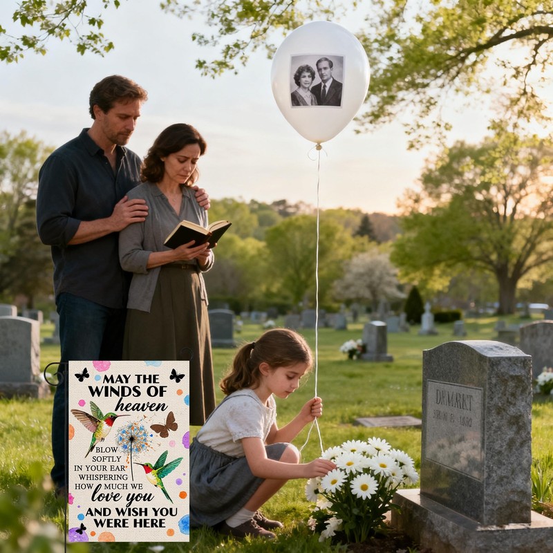 Memorial Garden Flag Remembrance Sympathy Decorations Flags for Outdoor Grave