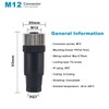 Lonlonty Connector M12 4 Pin Female, Connector Actuator Aviation Plug,