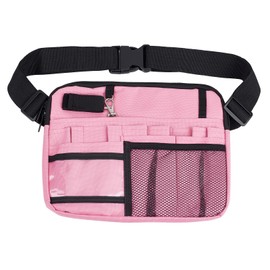 NICENEEDED Women Nurse Fanny Pack with Tape Holder, Pink Multiple Pockets Waist Bag, Utility Pouch Organizer for Nurses，Bandage Scissors and Medical Professionals
