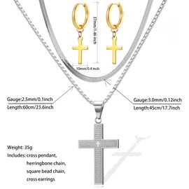 316L Stainless Steel Christian Cross Necklace for Men and Women - Faith Pendant with Herringbone Chain - Religious Jewelry for Daily Wear, Gifts, Anniversaries, Birthdays