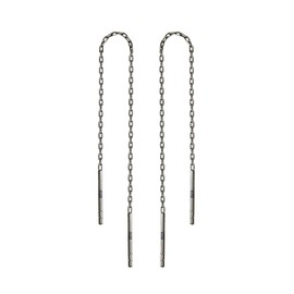 0.8mm 1.0mm Thin Short Long 925 Sterling Silver Ear Line Needle & Thread Pull Through Earring Minimalist Dangle Tassel Chain Link Threader Earrings, Long - 6.8 inch ( 17cm ), Silver, No Gemstone