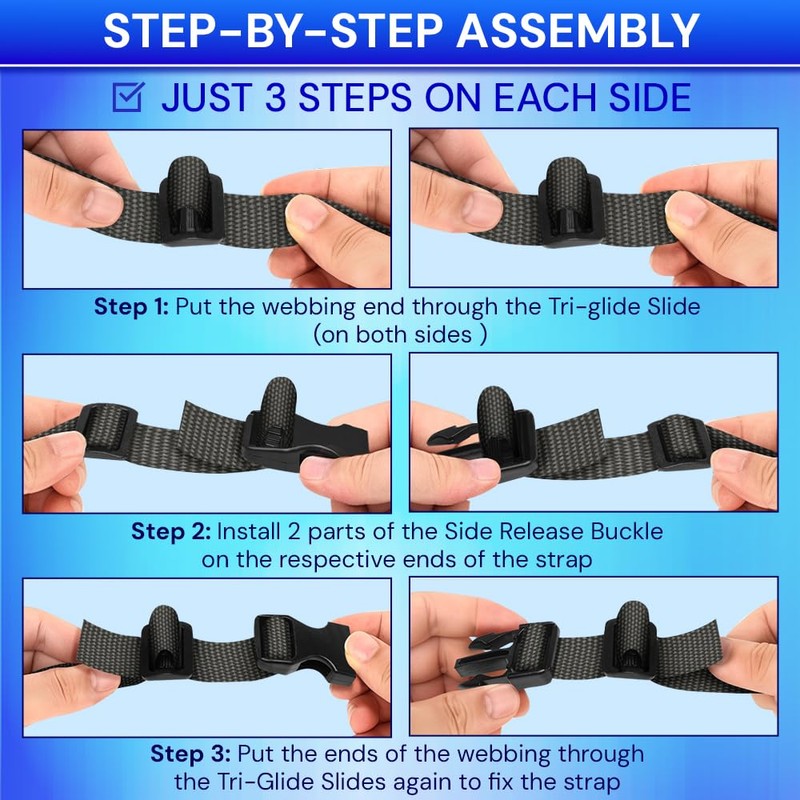 TECEUM Buckles & Strap Kit – 3/4" Charcoal Nylon Webbing