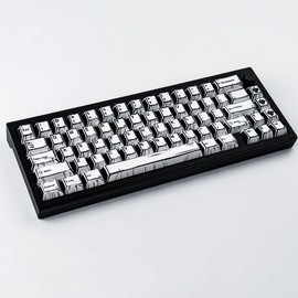 Heykit PBT Keycaps - Japanese Manga Theme Keycaps for 61 64 68 Keyboard, 78 Keys Dye-Sub Custom Anime Keycap, Cherry Profile, Black White Minimalist Style Key Caps for Cherry MX Mechanical Keyboard