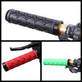 2 Pcs Bike Handlebar Grips Skull Style Bicycle Grips Soft Rubber Lock-on Handle Grips for Bicycle Mountain BMX (Black)