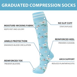 fenglaoda Compression Socks for Women Men Knee High 3 Pairs Support for Nurses, Travel, Circulation, Athletic, Pregnancy