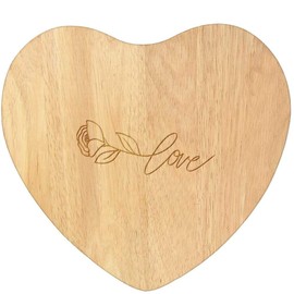 'Rose Love Text' Wooden Heart Shaped Chopping/Cutting Board (WB00085098)