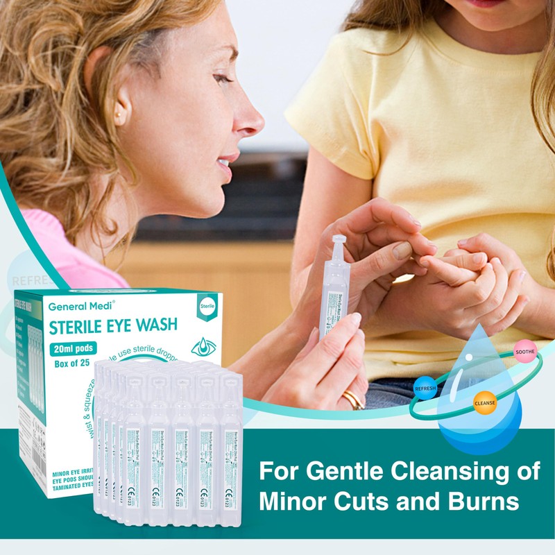 General Medi Eye Wash - Sterile Saline Solution 20ml/0.9% (Pack