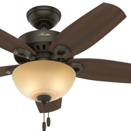 Hunter Fan 42 inch Small Room Ceiling Fan in Snow White with Bowl Light Kit (Renewed) (New Bronze)