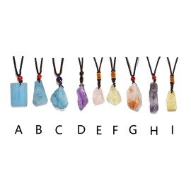 Crystal Gemstone Rough Chunk Point Pendant 24'' Adjustable Necklace - Aquamarine A