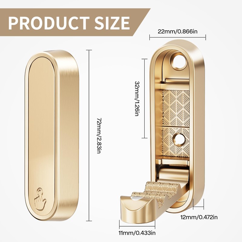 Ruiziiz Folding Coat Hooks, Zinc Alloy Foldable Gold Wall Hooks