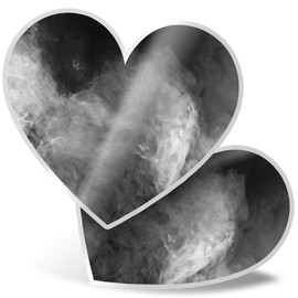 2 x Heart Stickers 15 cm - BW - Smoke Art Cloud Fun Decals for Laptops,Tablets,Luggage,Scrap Booking,Fridges, #39783
