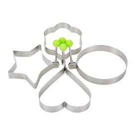 Xiaoyztan 8 Pcs Egg Poachers with Handle for Frying Pan Stainless Steel Fried Egg Molds Pancake Molds Cookie Molds Omelet Shaper for Breakfast Baking Cooking (Multi Shape)