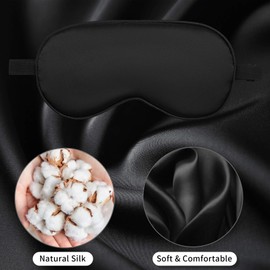 Audamp Sleep Mask, Eye Mask, Night Mask, Adjustable Band, Skin-Friendly, Silk, Ultra Soft Sleeping Mask, Pack of 2 (Pink and Black)