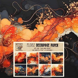 Decoupage Paper Pack (24 Sheets 6"x6") Silk and Gold # Vintage Styled Pattern Paper for Decoupage, Craft and Scrapbooking