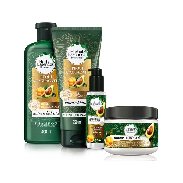 Kit Herbal Essences Rutina Completa, Pequi y Aguacate, Nutre y