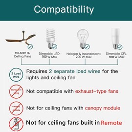 Nexete Ceiling Fan Control & Dimmer Wall Switch, 2 in 1 Light and Ceilig Fan Combination Light Switch,Single Pole,No Wi-Fi Capability, Neutral Wire Needed.