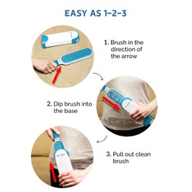 Fur Magic Reusable Pet Fur Remover Brush for Dogs Cats + Scraper Brush, Remove Hair from Furniture Clothes Sofa, Easy to Clean