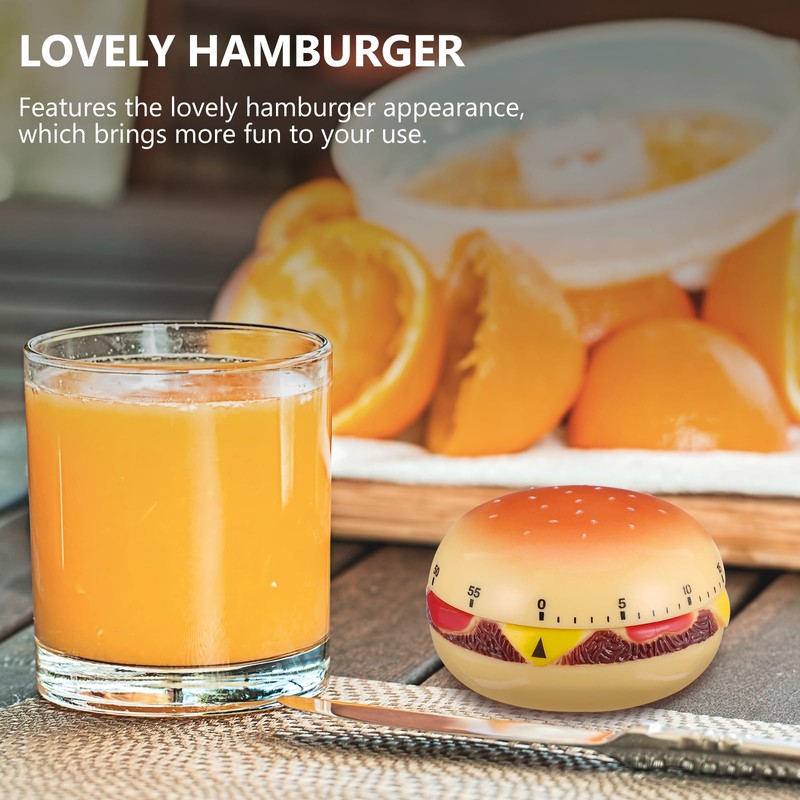 Cabilock Mechanical Kitchen Timer, Burger Shaped 60-Minute Wind Up Dial