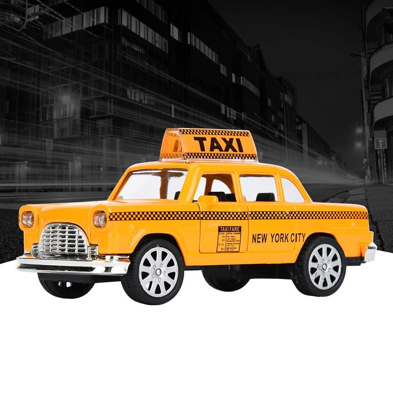 1:32 Alloy Car Toy Yellow Electrical Taxi Model with Headlamps