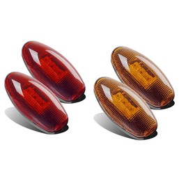 Partsam 4Pcs LED Fender Bed Side Marker Lights Set Replacement for Sierra and Silverado Dually 2500 3500 HD Dual Wheeler Trucks 1999-2013 w/ T10 Plug (2X Amber + 2X Red)