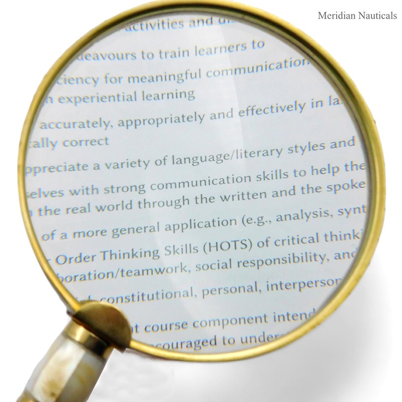 Meridian Nauticals Solid Brass Mother of Pearl 10X Magnifier, Handheld