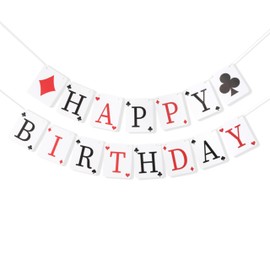 Casino Birthday Banner - Poker Party Decorations, Poker Game Happy Birthday Banners, Casino Theme Party Decorations, Las Vegas Poker Night Party Supplies (Casino)